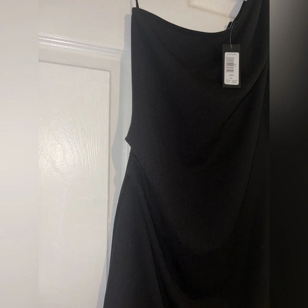 Jump Apparel Large One Shoulder Black Dress Ruching Mini Bodycon